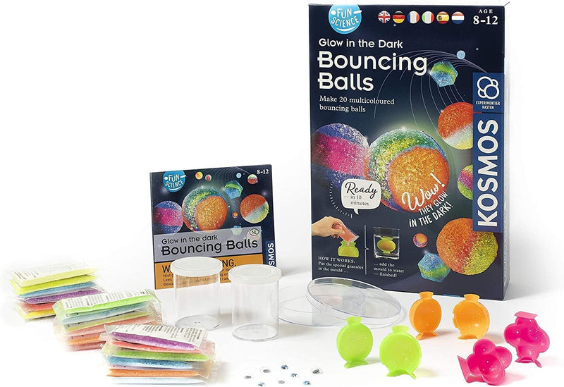 KOSMOS 616656 Fun Science - Bouncing Balls Nachtleuchtende Flummi Power Experimentierset, Stelle 20