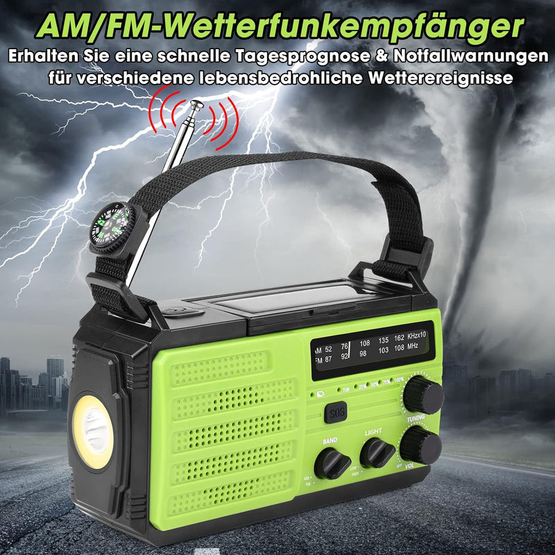 MILFECH 8000mAh Solar Radio, Kurbelradio Tragbar AM/FM Dynamo Wetter Notfallradio, LED Taschenlampe