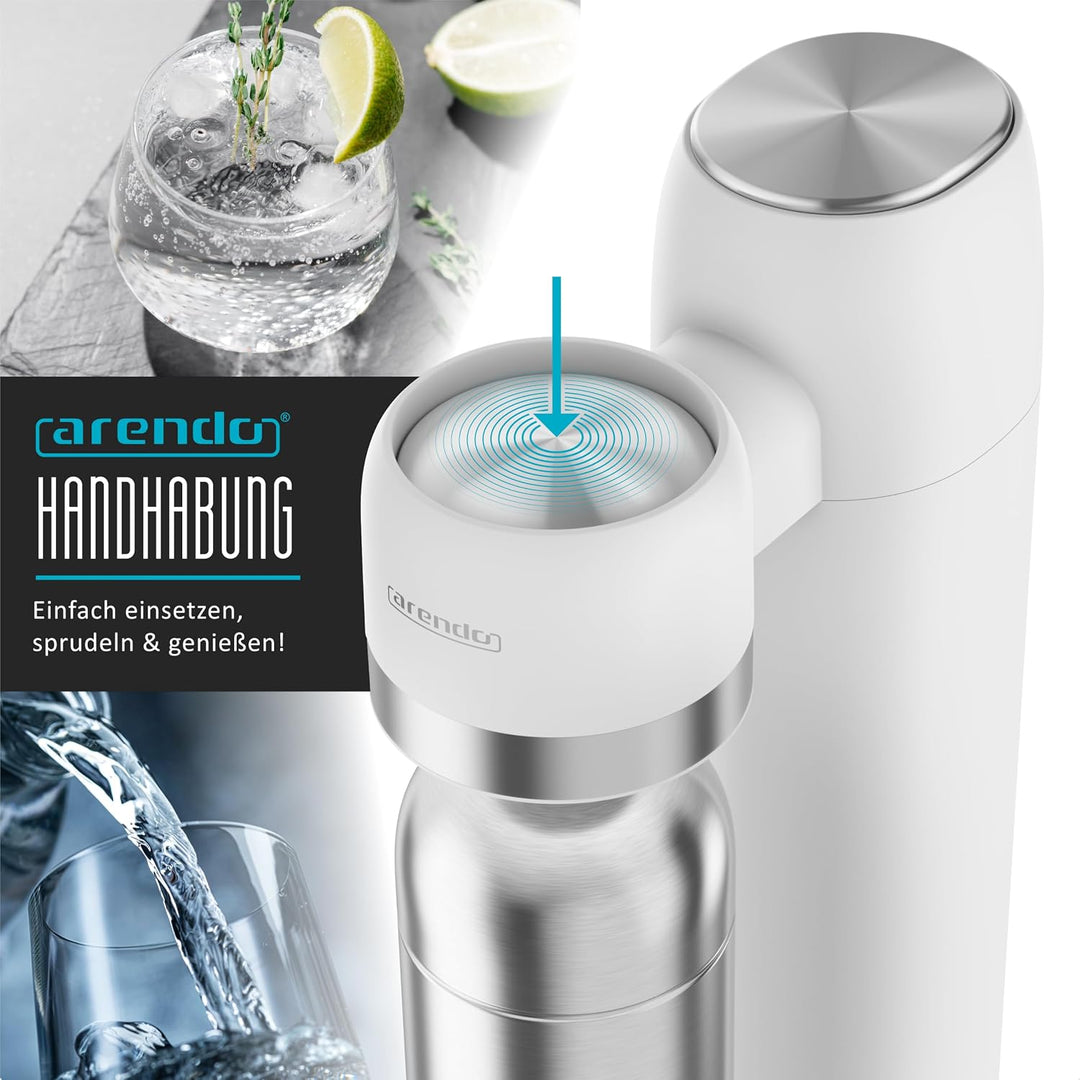 Arendo - Wassersprudler 1000 ml Wasserflasche BPA frei – Edelstahl – Ersatz - kein Plastik - Soda Ma