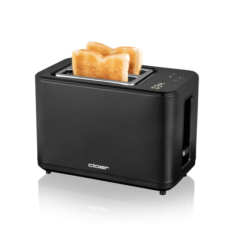 Cloer 3930 Digitaler Toaster für 2 Scheiben, Touch-Funktion, 750-900 W, Restzeitanzeige, Auftaufunkt