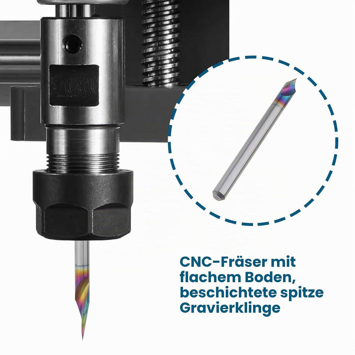 The Lord of the Tools 3 Stück 1/8 Zoll Schaft V-Nut CNC-Fräser Schaftfräser 20/30/60 Grad 0,1 Mm 2-s