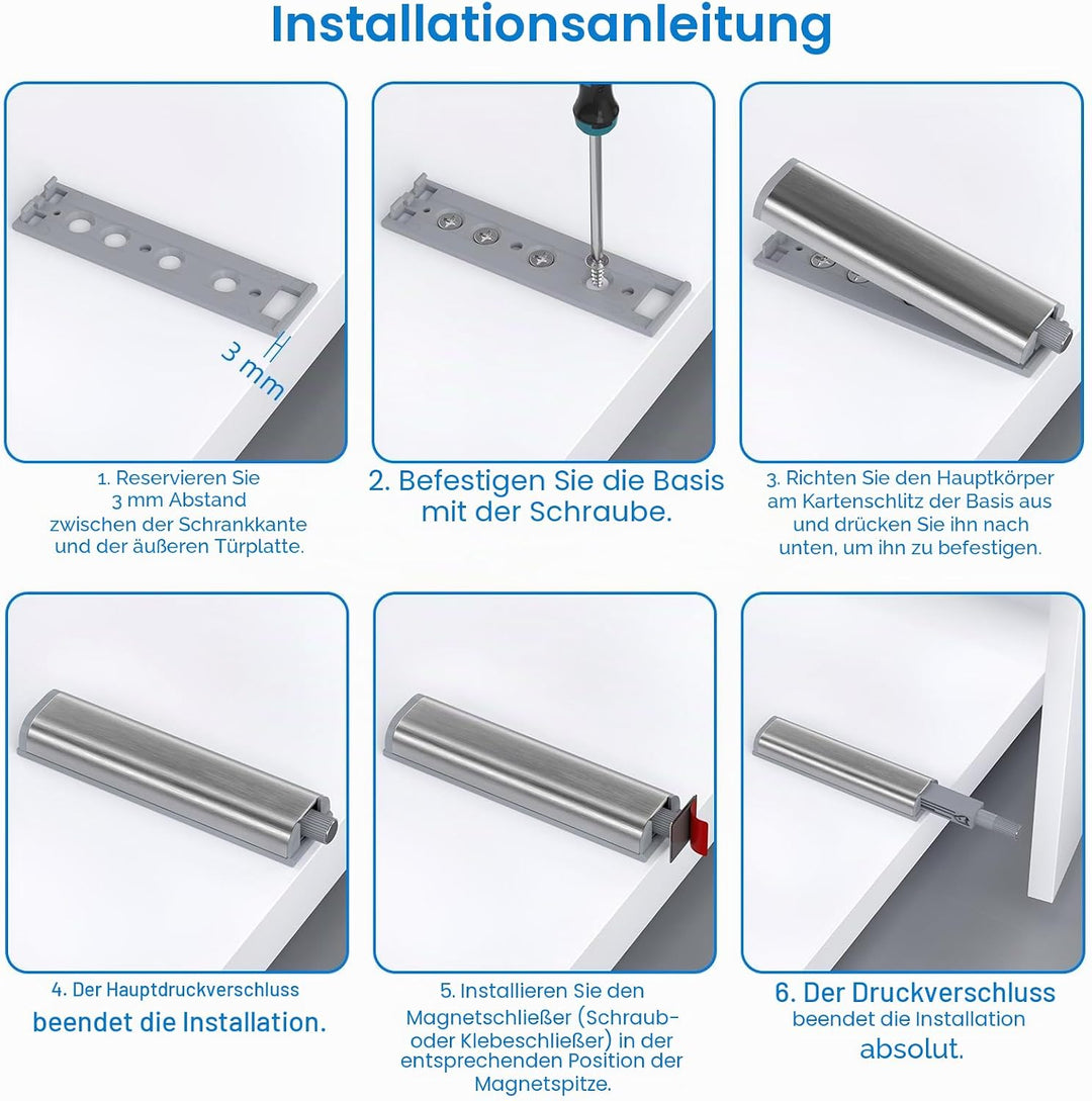 Push to Open Türöffner Jiayi 10 Stück Drucktüröffner Schrank Push Open Magnet Tip On für Türen Besch