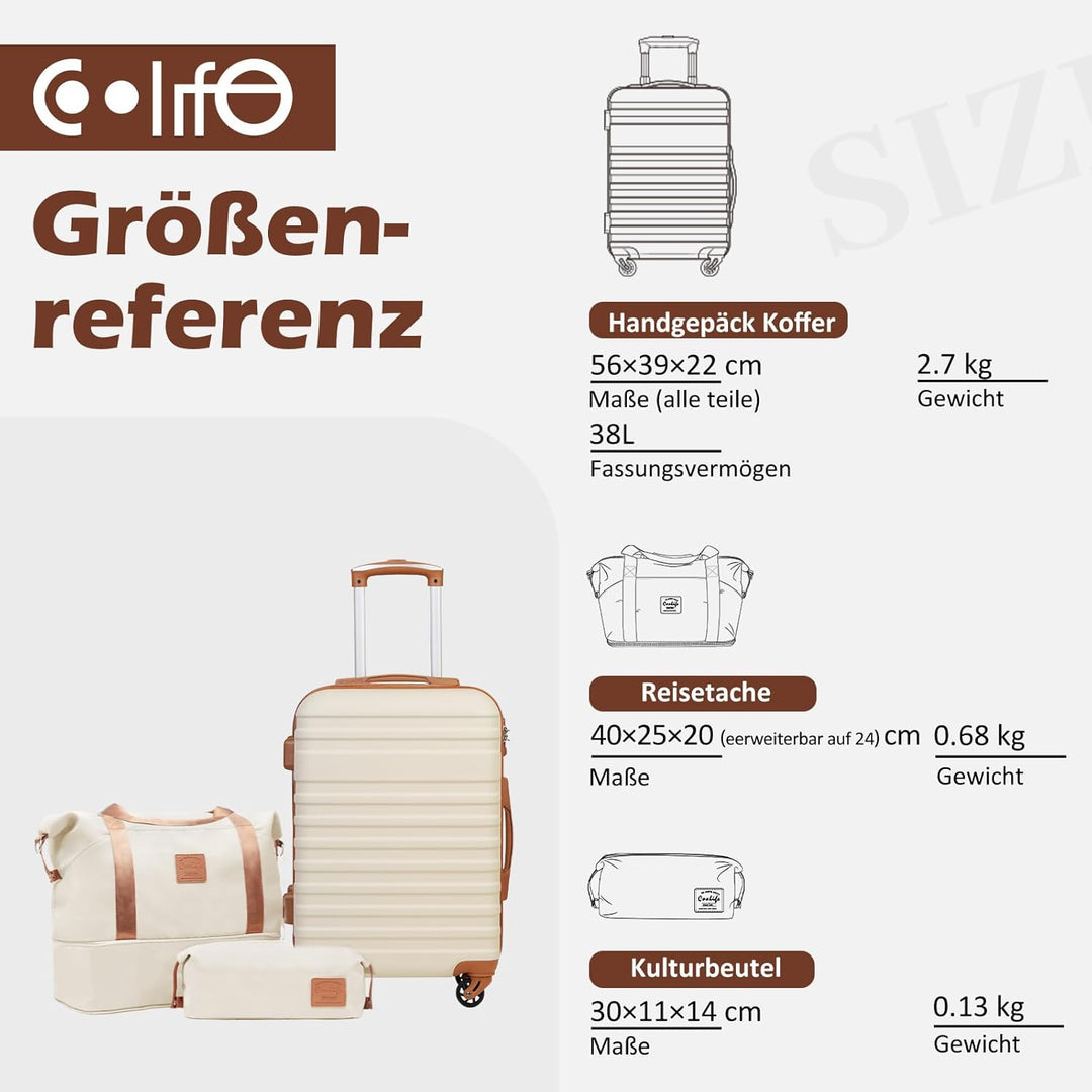 COOLIFE Koffer Trolley Koffer Reisekoffer von ABS Hartschalen Trolley 4 Rollen TSA-Schloss Der Koffe