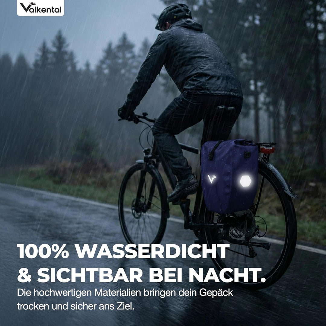 Valkental - Grosse &amp; wasserdichte Gepäckträgertasche - 20L Füllvolumen - Fahrradtasche für Gepäckträ