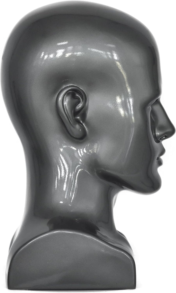 Schaufensterpuppenkopf, männlich, glänzend, für Kopfhörer, Hüte, Perücken, Schmuck, Schwarz (L90SG-P