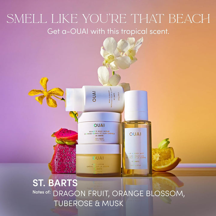 OUAI Scalp & Body Scrub Reisegrösse – St. Barts – Exfolierendes Körperpeeling mit Zucker & Kokosöl f
