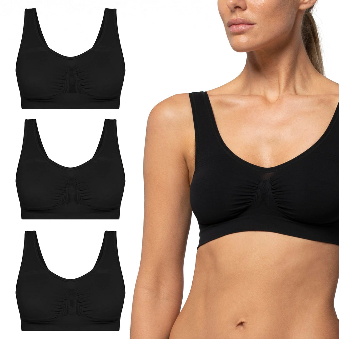 Pompea Damen Brass. Sl Seamless BH (3er Pack) S-M Schwarz, S-M Schwarz