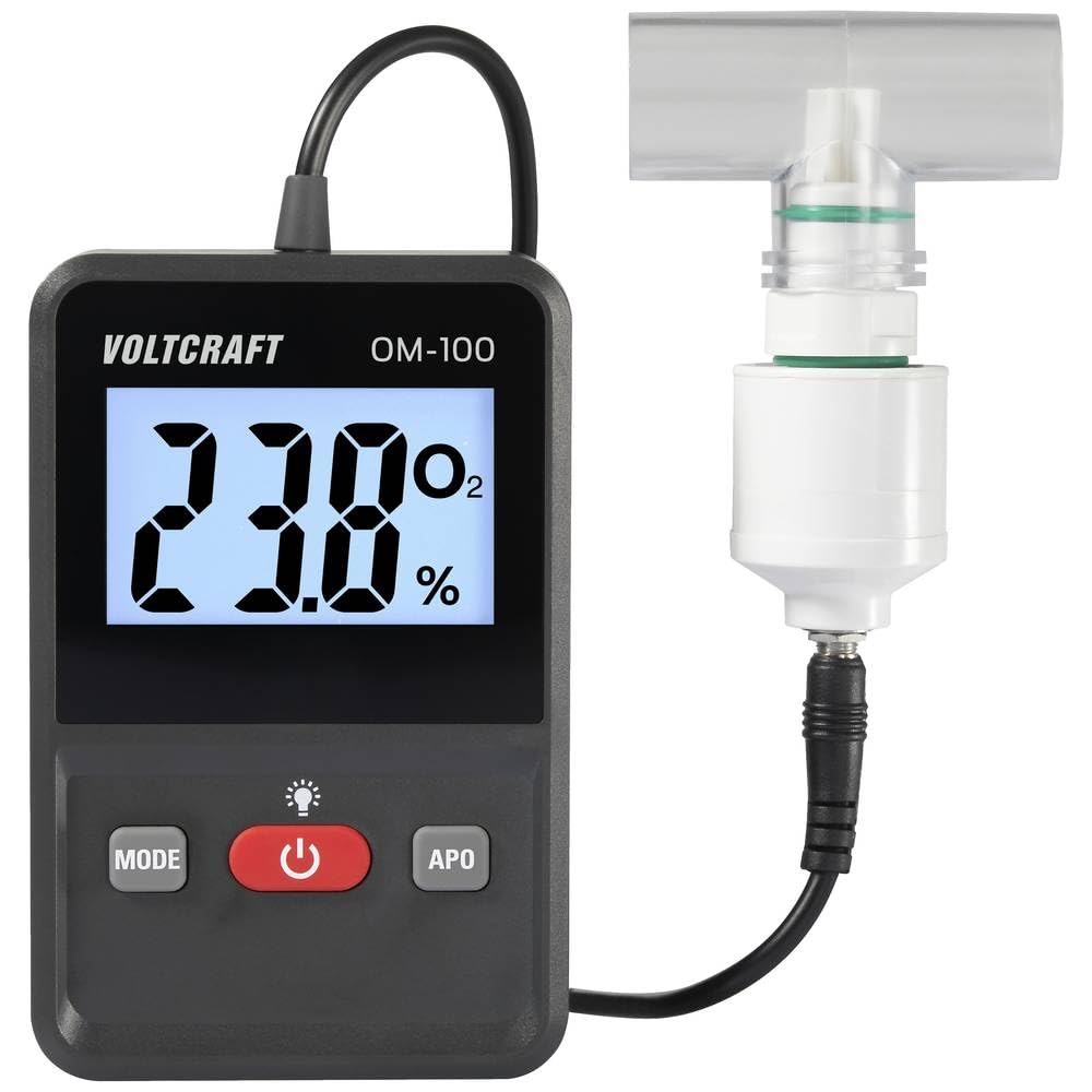 Voltcraft OM-100 Sauerstoff-Messgerät 0-100% Sauerstoff-Messgerät kalibriert Werksstandard (ohne Zer
