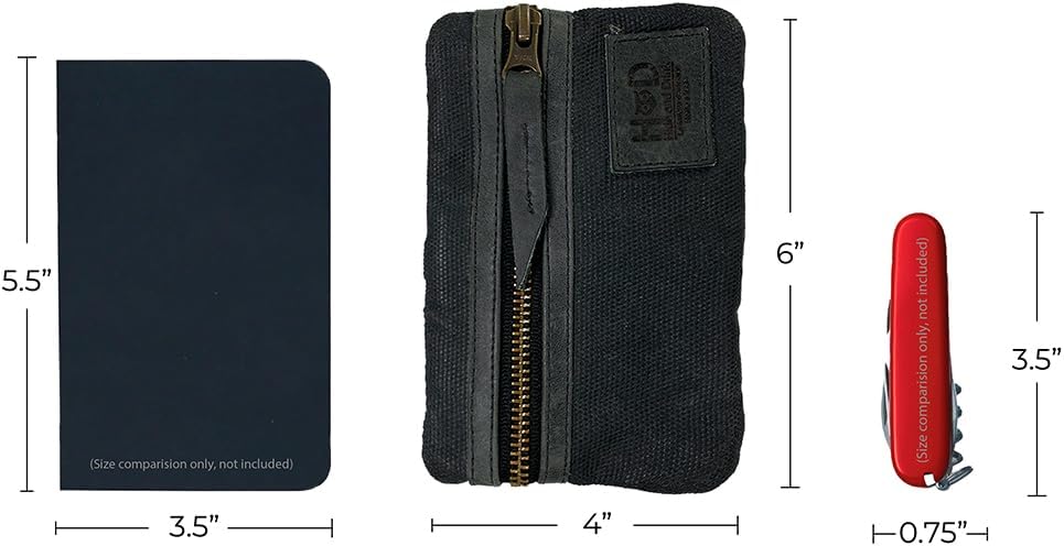 Hide & Drink, Multitool-Tasche, handgefertigt aus gewachstem Segeltuch und Vollnarbenleder Dunkelgra