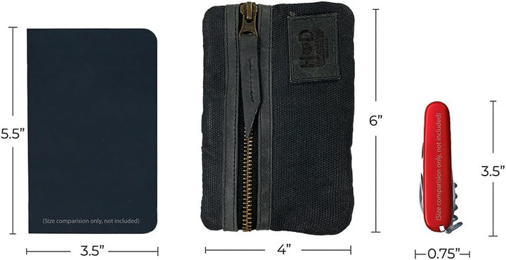 Hide & Drink, Multitool-Tasche, handgefertigt aus gewachstem Segeltuch und Vollnarbenleder Dunkelgra