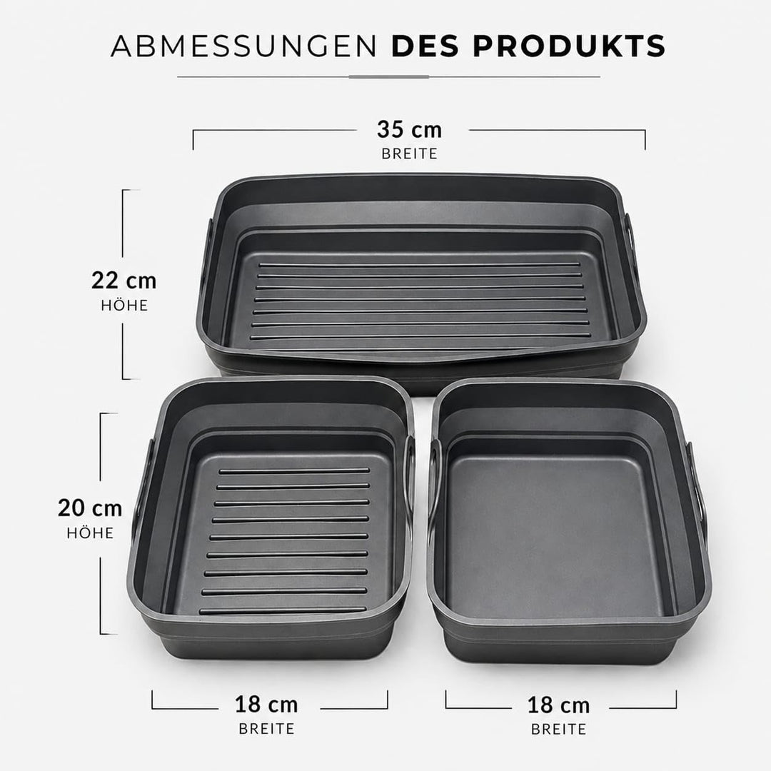 Kompatibel mit Cosori TwinFry 10L – Faltbare Silikonformen für Heissluftfritteuse/Airfryer (1×Gross