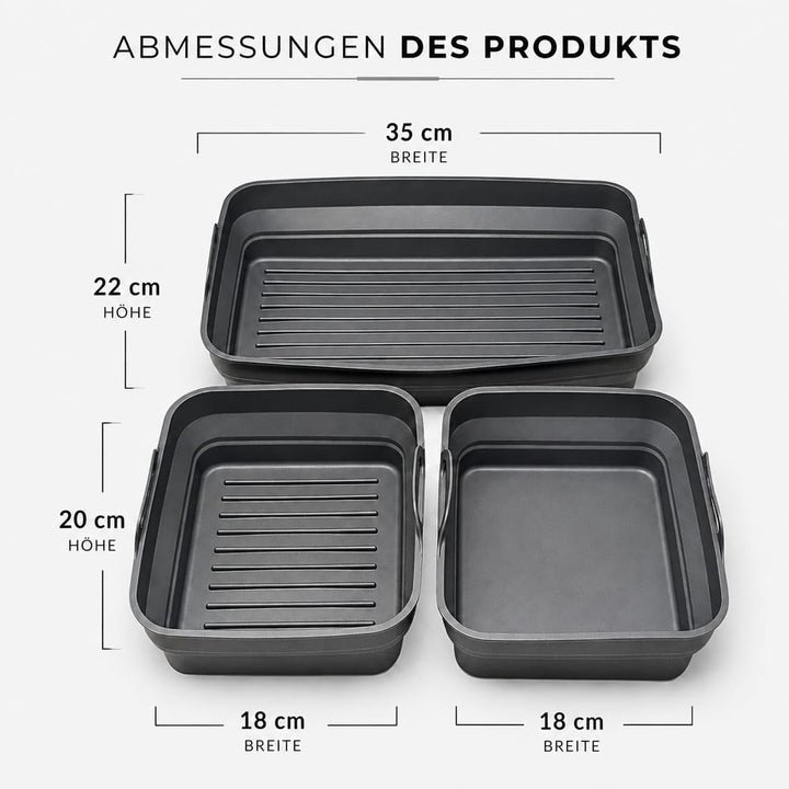 Kompatibel mit Cosori TwinFry 10L – Faltbare Silikonformen für Heissluftfritteuse/Airfryer (1×Gross