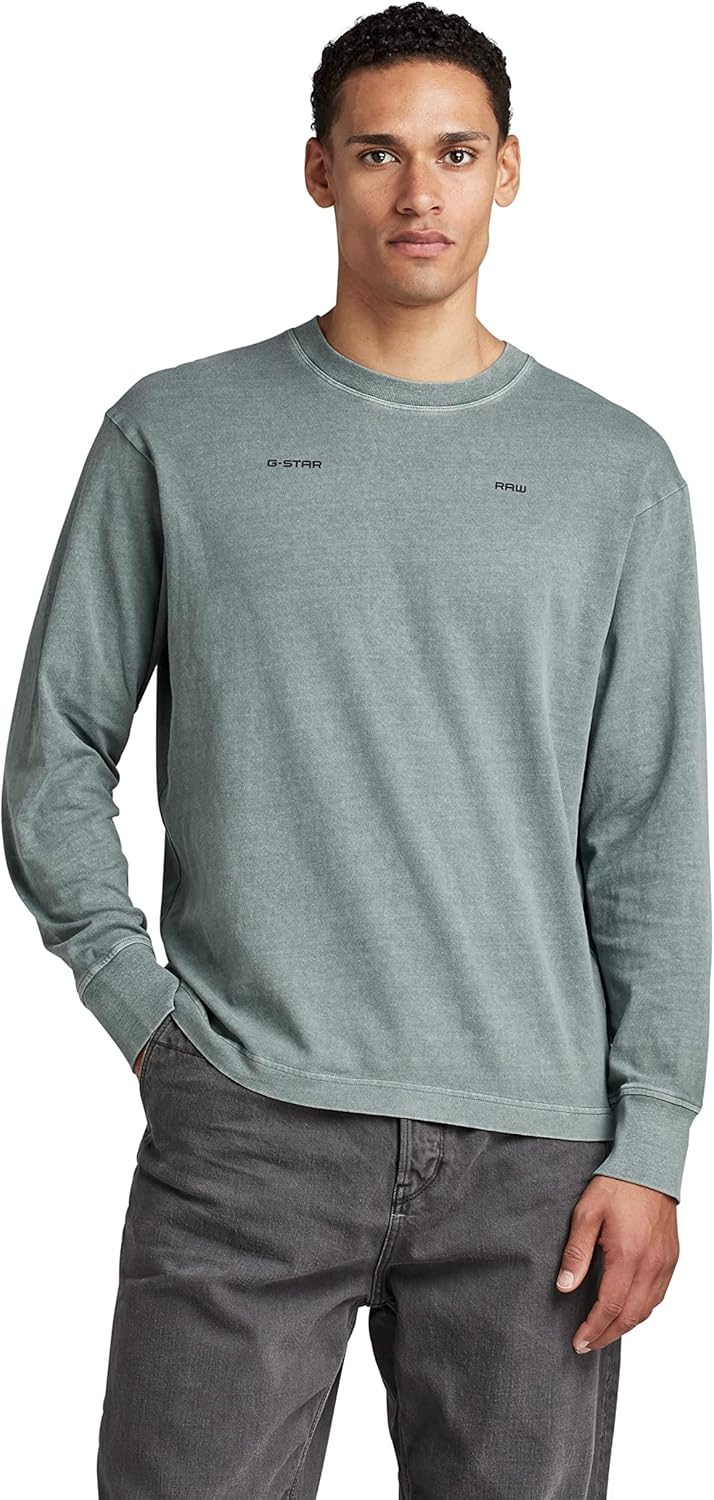 G-STAR Herren Back Typography Boxy T-Shirts XS Grün (Grey Moss Gd D22384-c756-d538), XS Grün (Grey M