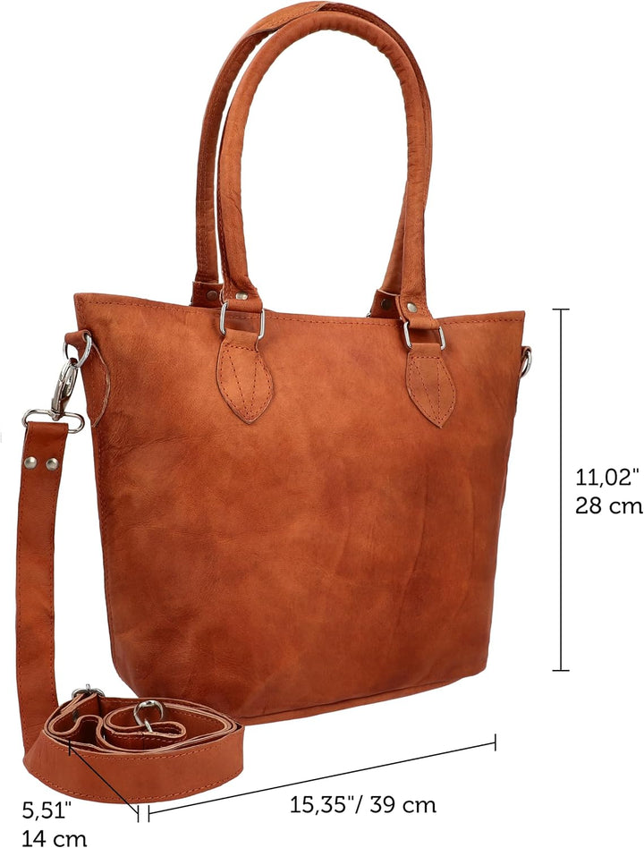 Gusti Handtasche Leder- Therese Damen Handtasche Umhängetasche Shopper Ledertasche Braun Leder