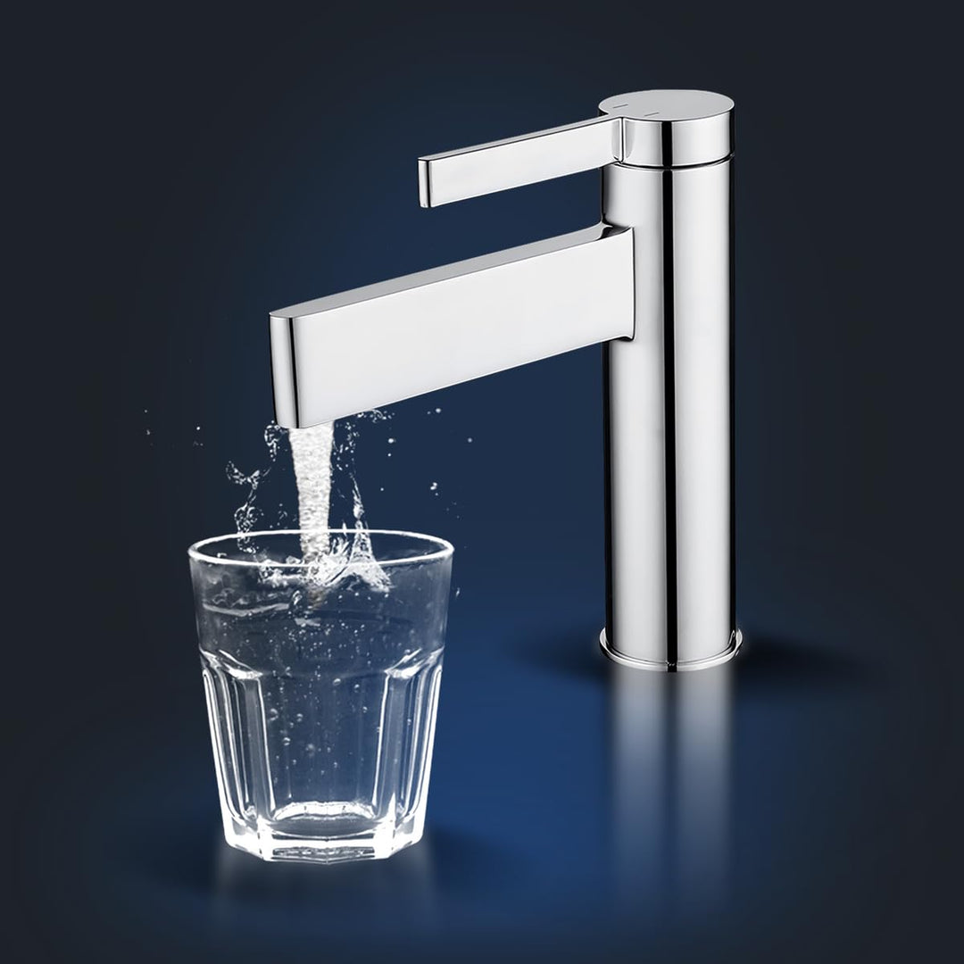Rosenhahn &amp; Söhne List M Badarmatur Wasserhahn Badezimmer - Armatur Bad [Chrom] - Heiss + Kalt Wasch