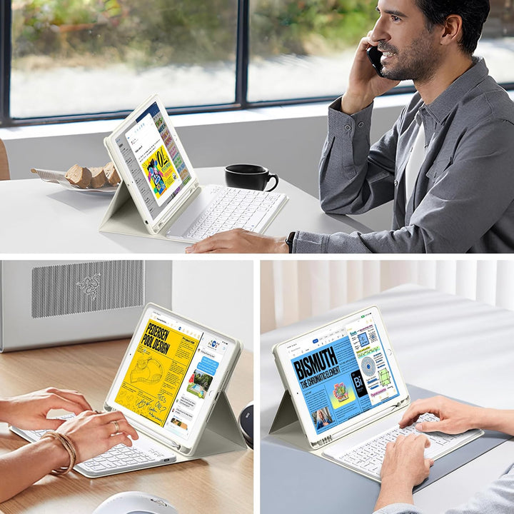 Tastatur Hülle für iPad 9./ 8./ 7. Generation (2021/2020/2019) mit Stifthalter, Soft TPU Schutzhülle