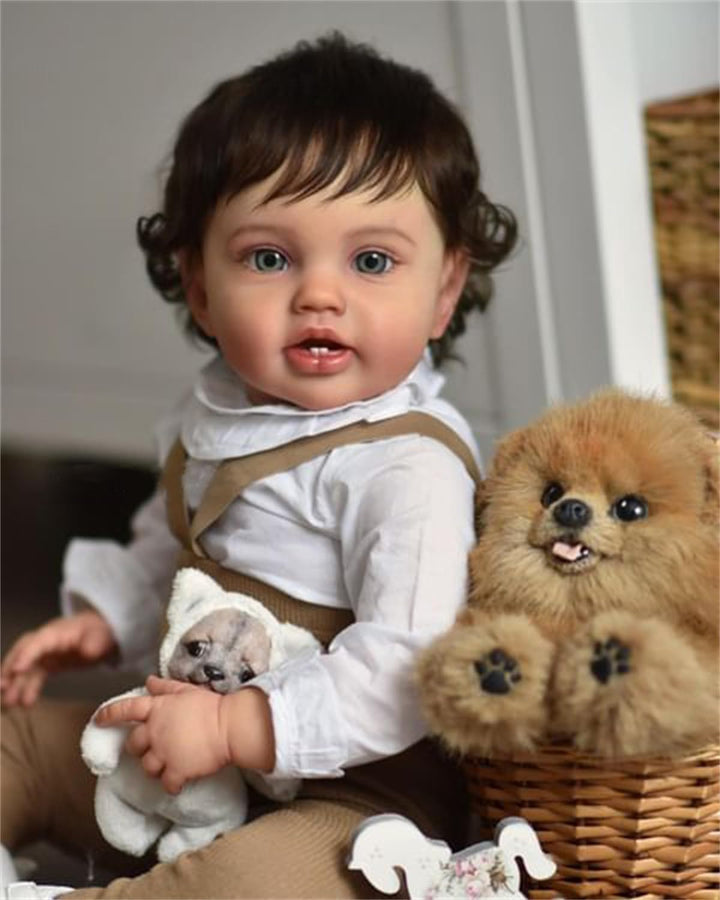 Zero pam Reborn Baby Junge-60CM Grosse Grösse Echte Baby Puppe Mit Haar Lebensechte Babypuppen Wie E