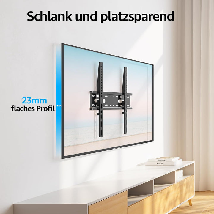 MOUNTUP Feste TV Wandhalterung, TV Halterung Ultraslim Universal für 26-60 Zoll Flach &amp; Curved Ferns