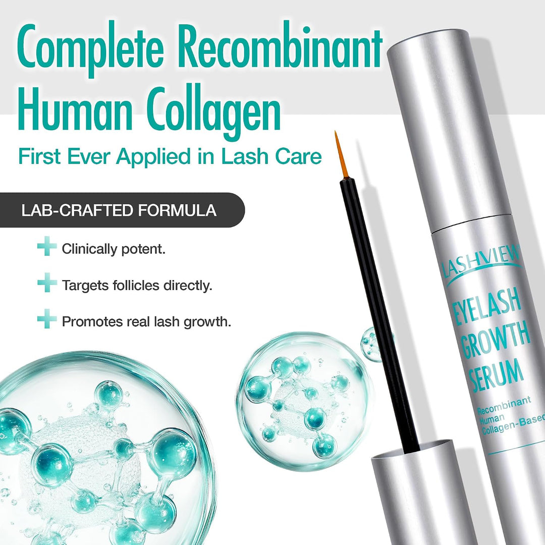 LASHVIEW Eyelash Growth Serum (0.17fl.oz / 5ml) - Premium Lash Enhancer for Longer, Thicker, Fuller