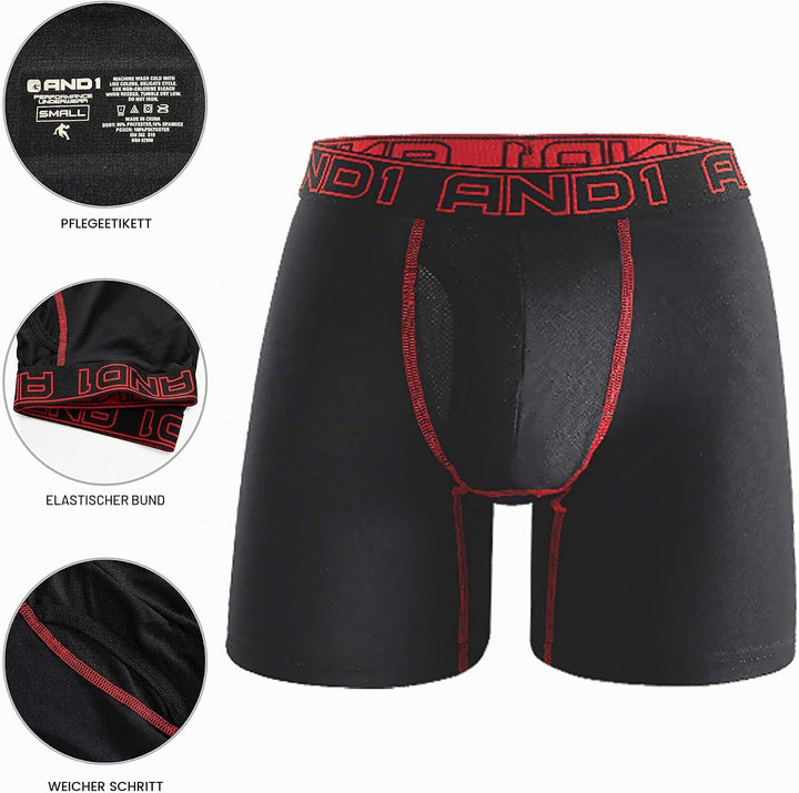 AND1 Sport Boxershorts 5er Pack Unterwäsche Herren Unterhosen Männer Retroshorts Boxer Brief Sportun