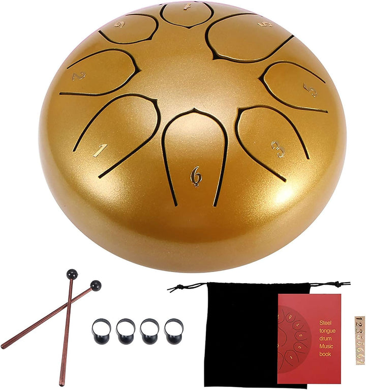 Konesky Steel Tongue Drum, 6 Zoll Stahlzungentrommel Hand Pan Percussion Drum für Meditation, 8 Tone