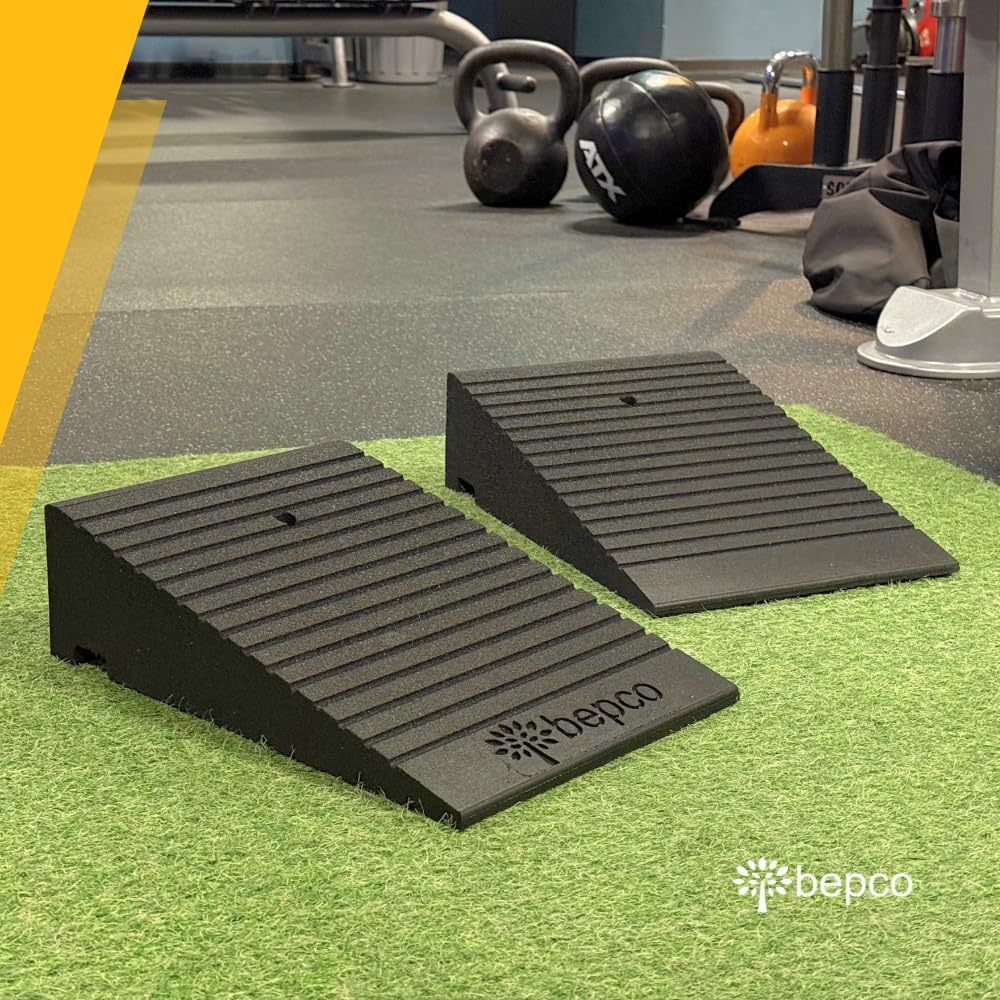 bepco Kneeblock - Squat Wedge, Knieblock, Wadendehner aus recyceltem Gummi - 3 in 1 Mobility Block f