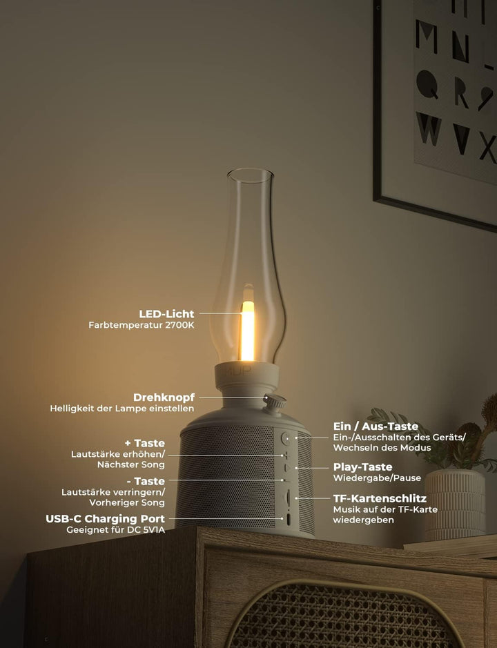GOLUMUP Bluetooth Lautsprecher mit Licht und Unendlicher Dimmung tragbare Bluetooth Box Lautsprecher