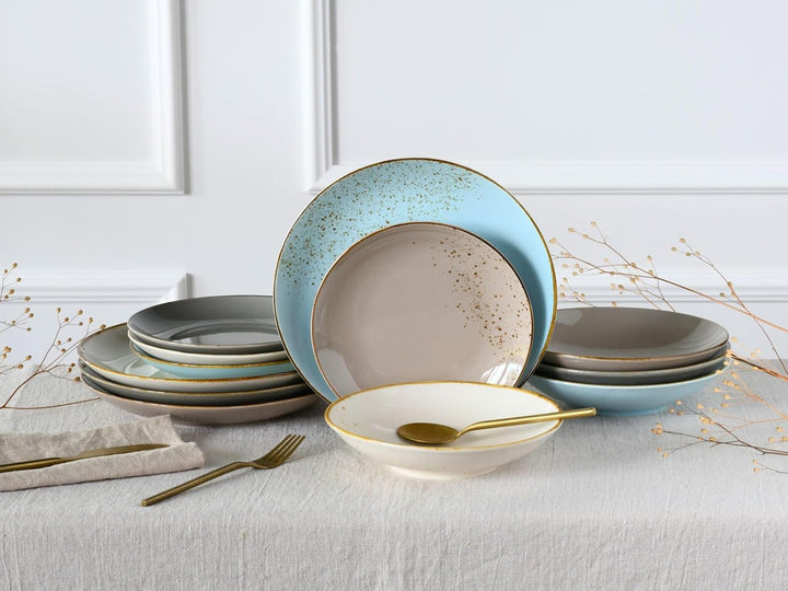Creatable 20965, Serie Nature Collection SKANDINAVIEN, Geschirrset, Teller Set 12 teilig, Steinzeug