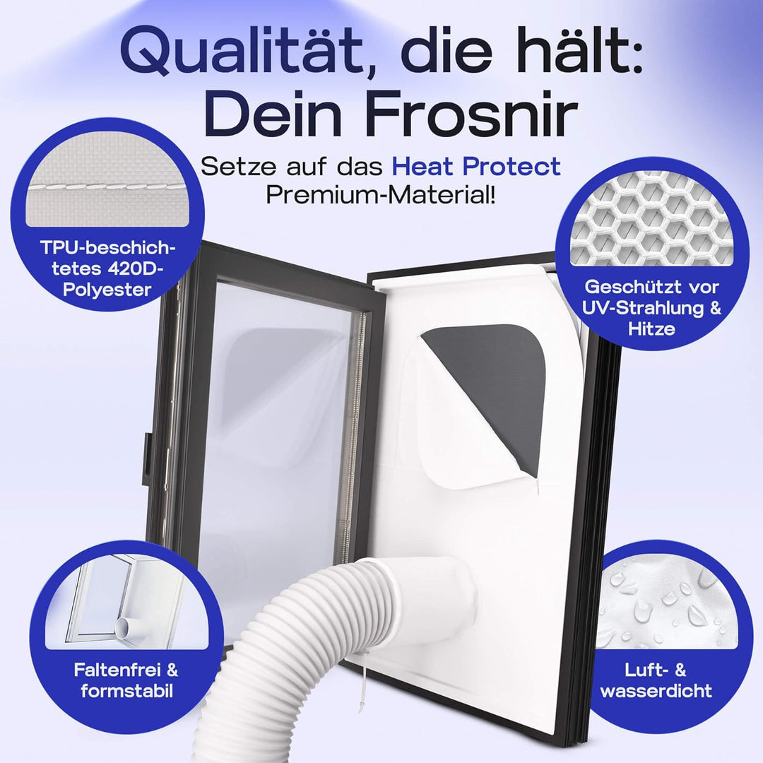 Fensterabdichtung mobile Klimaanlage - Abluftschlauch Fenster (S3) | HeatProtect Material, Insekteng