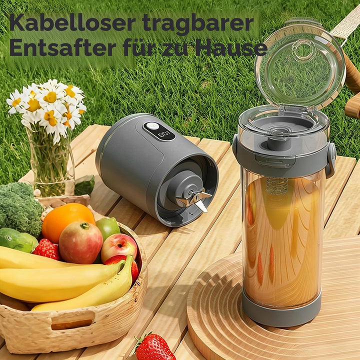 Tragbarer Mixer, 600ml Smoothie Maker to Go, Portabler Elektrischer Saftpresse mit 12 Klingen Edelst