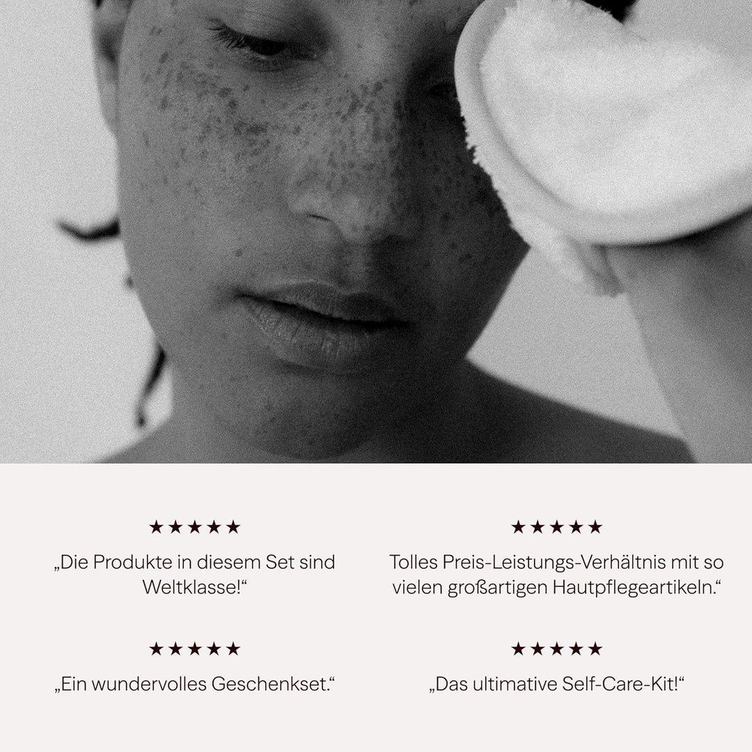 Waschies 8-tlg. „Self Care“ Geschenkset für Frauen – Geschenkbox mit Abschminkpads, Mini Waschhandsc