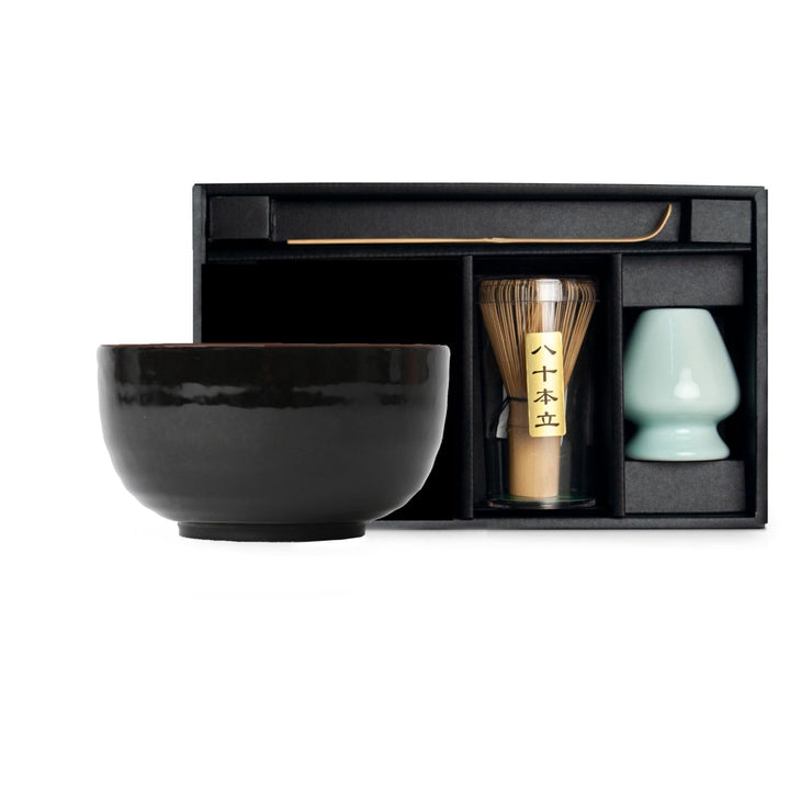 Matcha Schale Set KINTEN in Geschenkbox Matchaschale aus Japan inklusive Bambus Besen, Bambus Löffel
