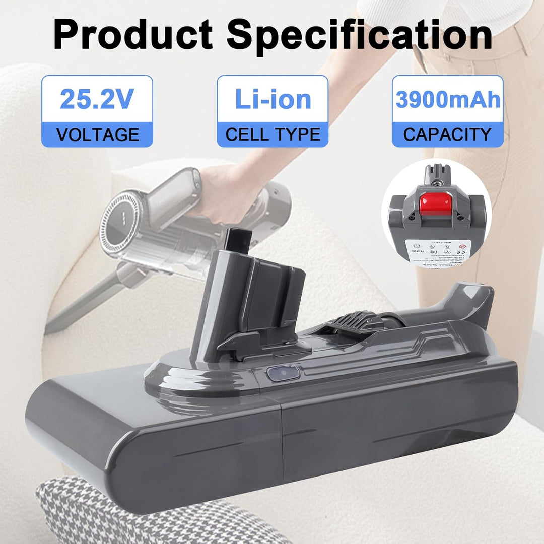 V11 SV15 Click Style Akku 25,2 V 3900 mAh Ersatz für Dyson SV16 SV18, SV15, V11 Torque Drive/Extra V