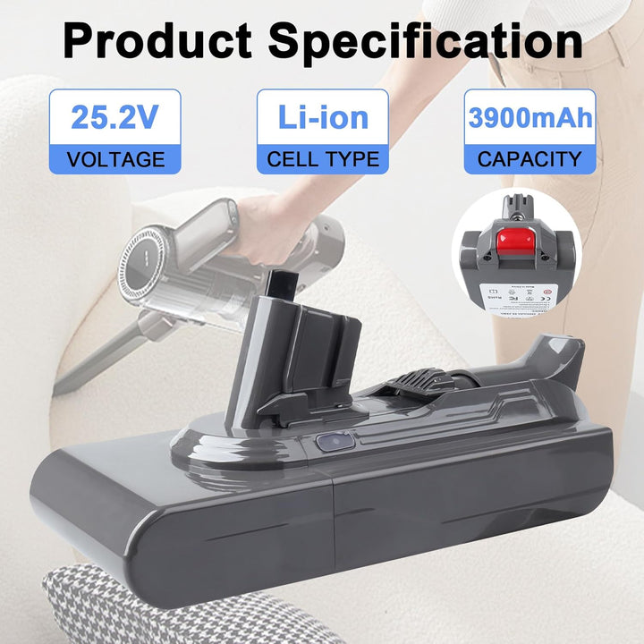 V11 SV15 Click Style Akku 25,2 V 3900 mAh Ersatz für Dyson SV16 SV18, SV15, V11 Torque Drive/Extra V
