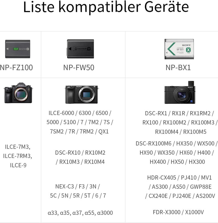 ISDT NP-FZ100 NP-FW50 NP-BX1 Kamera Akku Dual Ladegerät für Sony DSC-RX100,DSC-RX100 II, DSC-RX100M