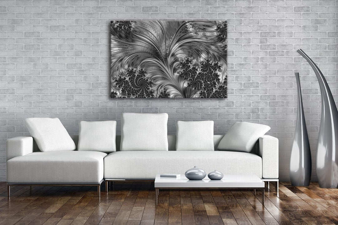 deyoli violettes Fraktal Muster Format: 80x60 Effekt: Schwarz/Weiss als Leinwand, Motiv fertig gerah