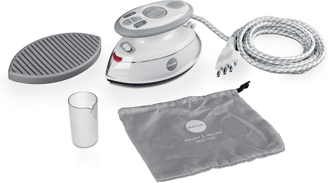 Macom Mini-Reisebügeleisen, 500 W, schnelles Aufheizen, doppelseitige Antihaft-Bügelsohle, doppelte