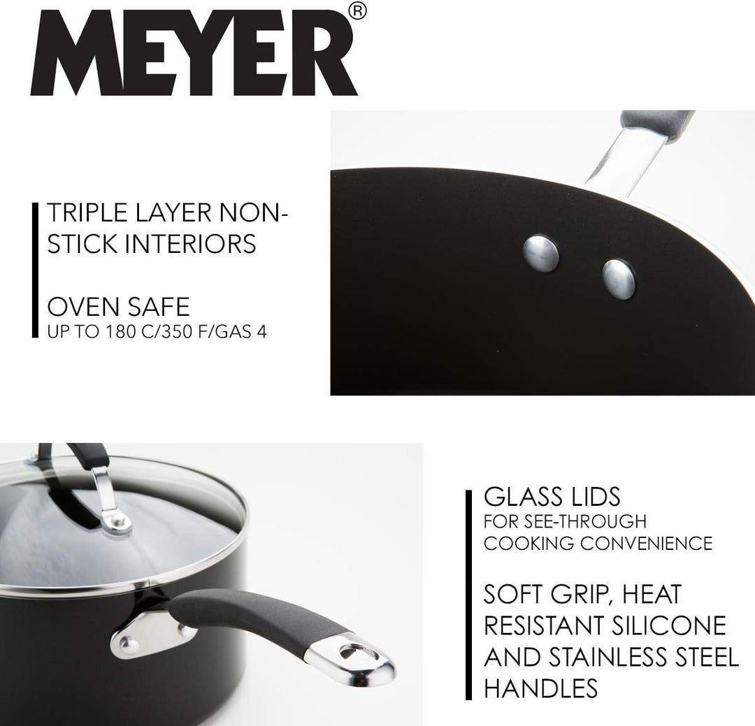 Meyer Topfset Induktion mit Stieltöpfen, Milchtopf und Bratpfanne 24cm - Kochtopf Set mit Antihaftbe