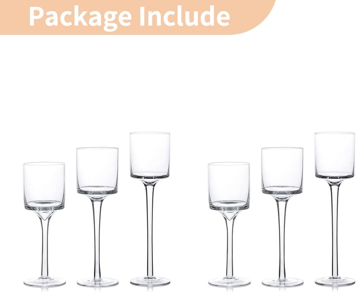 Nuptio Teelichthalter 6 Stück Glas Kerzenhalter - Teelicht & Schwimmkerzen Hohe Elegante Stumpenkerz