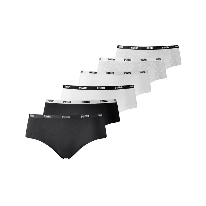 PUMA Underwear - Boxershorts Hipster 6er Pack Damen S Weissgrauschwarz, S Weissgrauschwarz