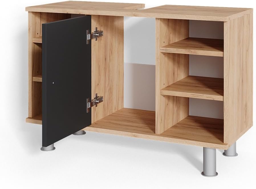 Vicco Waschbeckenunterschrank Fynn, Anthrazit/Goldkraft Eiche, 80 x 54 cm, Anthrazit