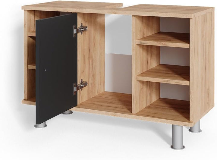 Vicco Waschbeckenunterschrank Fynn, Anthrazit/Goldkraft Eiche, 80 x 54 cm, Anthrazit