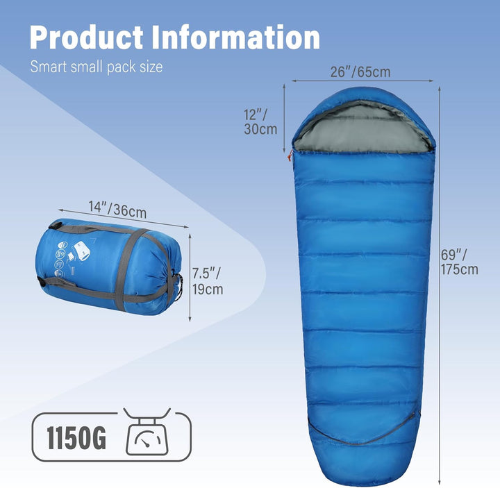 REDCAMP Kinderschlafsack für Jungen und Mädchen 175 x65 cm, Mumienschlafsack Bequem Leicht-Warm mit