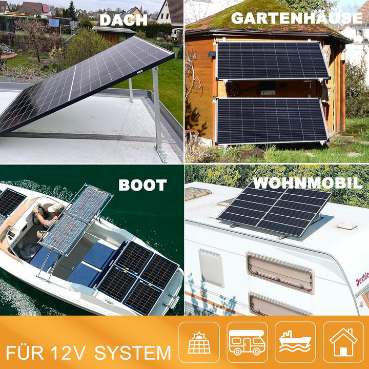 enjoy solar® Monokristallines Solar panel deal für Wohnmobil, Gartenhäuse, Boot (Mono 50W) 50W, 12V,