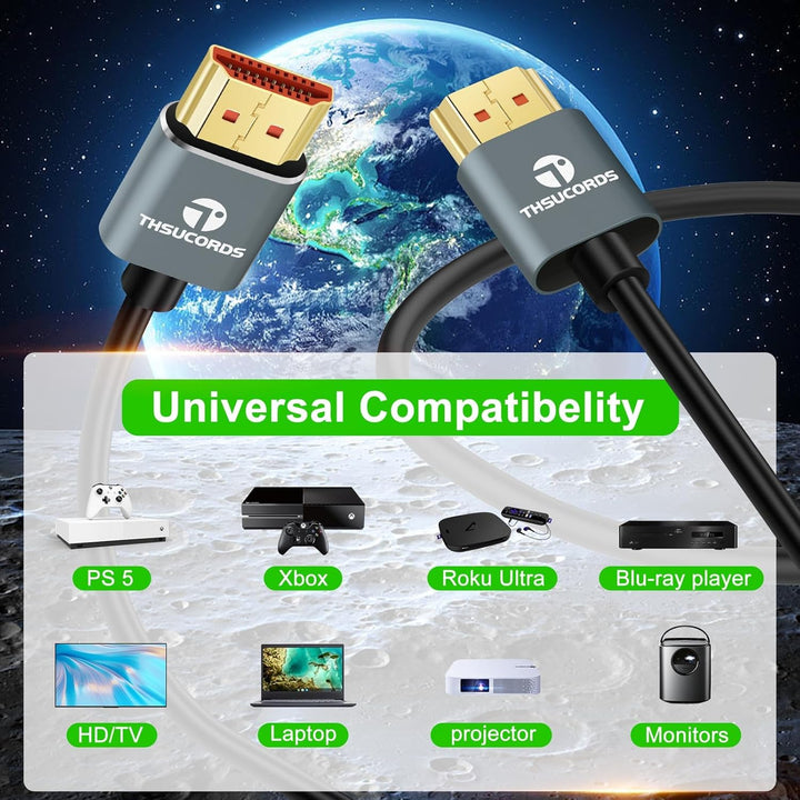 Ultradünne 8K 4K HDMI Kabel 1M 10 Stück, Schlanke Flexible Weiche Hochgeschwindigkeits HDMI 2.1 Unte