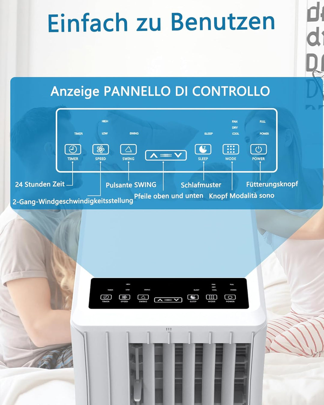 Garvee Klimaanlage Mobil Klimagerät 7000 BTU, 3 in 1 Kühlen Entfeuchten Lüftermodus Schlafmodus, 2.0