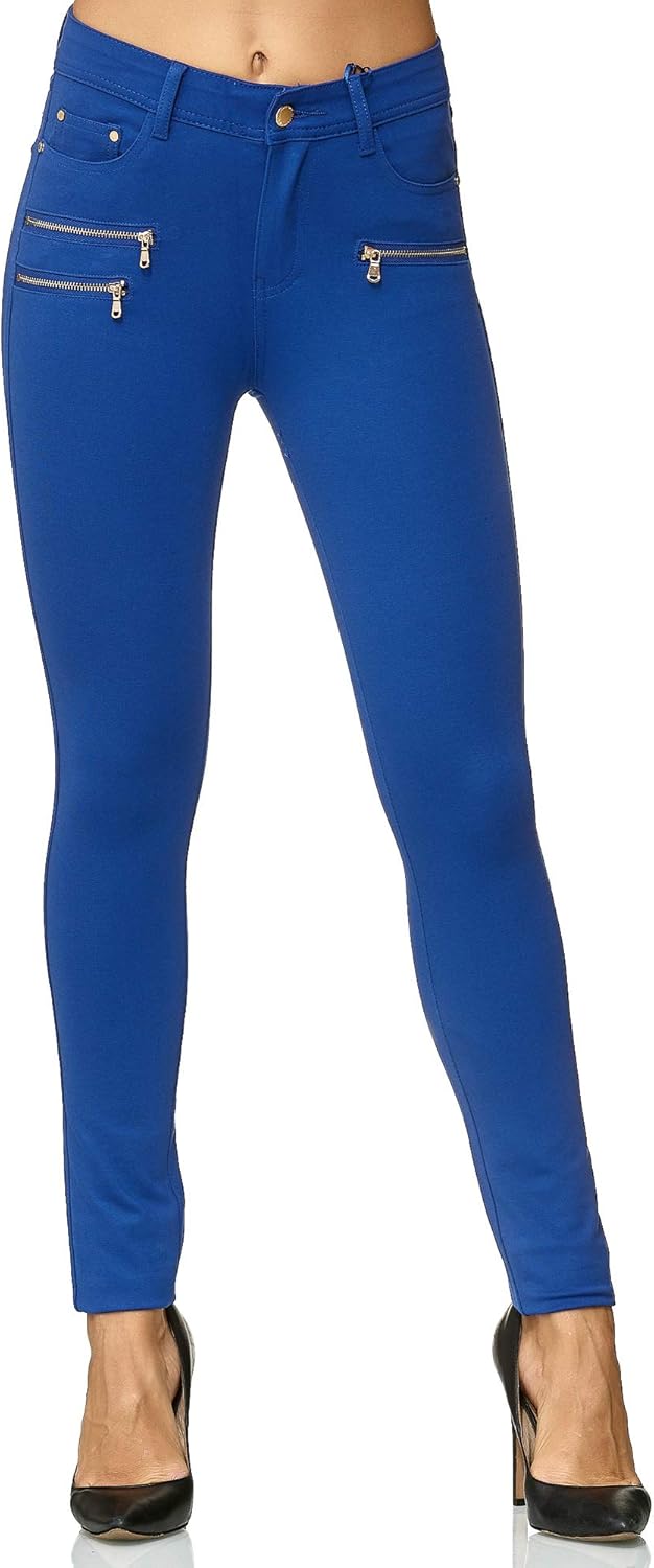 Elara Damen Stretch Hose Skinny Fit Jegging Chunkyrayan 34 Slim Blau, 34 Slim Blau