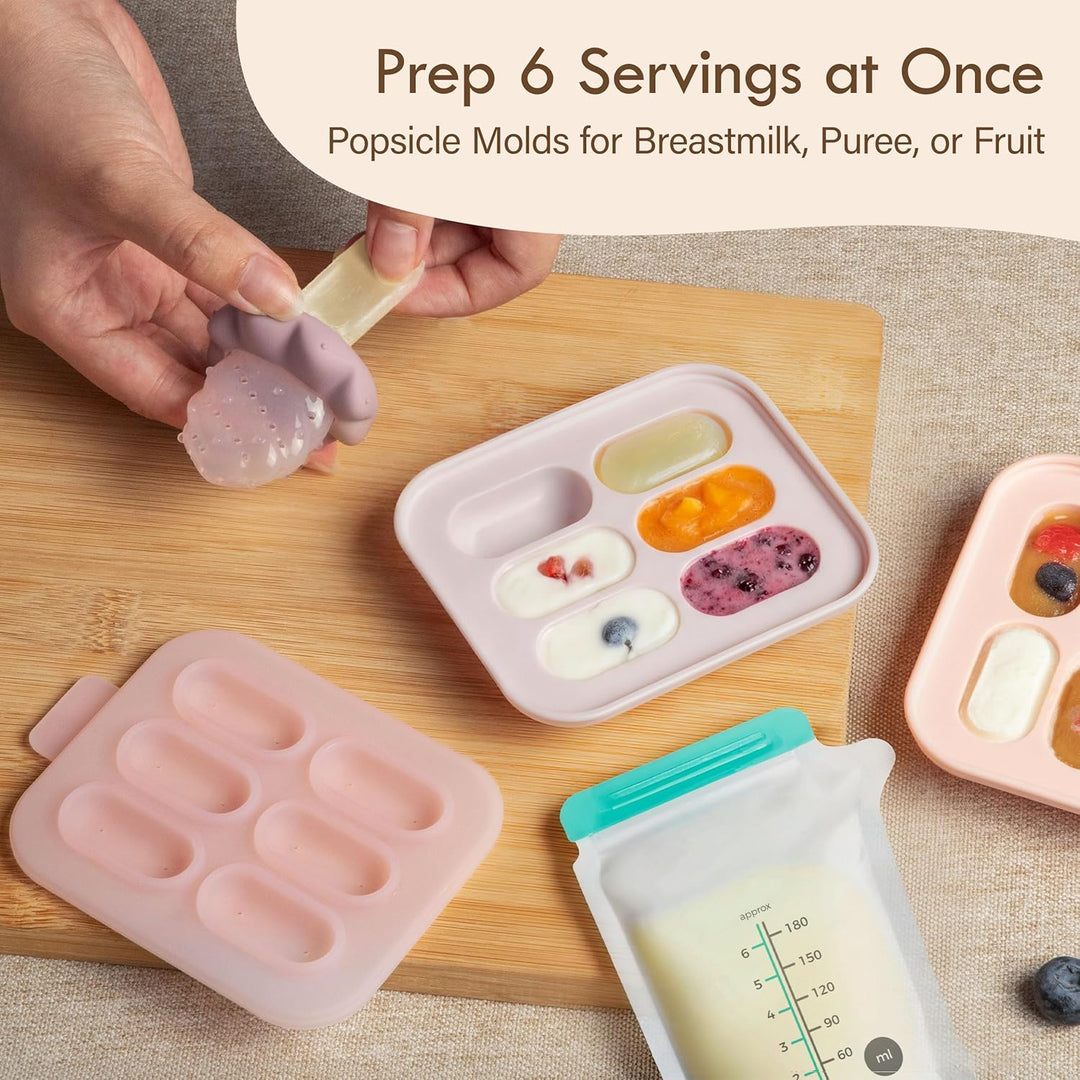 Moonkie Fruchtsauger Baby mit Gefrierschrank Tablett, BPA-Frei Silikon Fruchtschnuller mit Zwei Grös