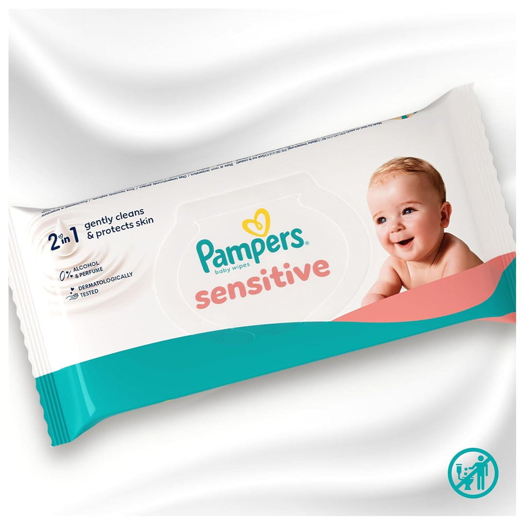 Pampers Sensitive Baby-Feuchttücher, 24 Packungen mit 80 Feuchttüchern 1920 Baby-Feuchttücher, 2-in-
