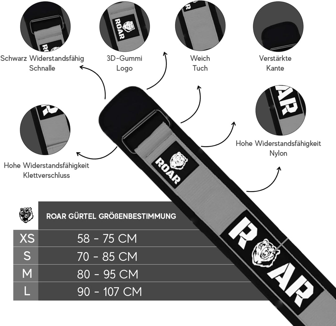 Roar® Gewichthebergürtel V2 - Fitness-Gürtel für Bodybuilding, Krafttraining, Gewichtheben - Trainin